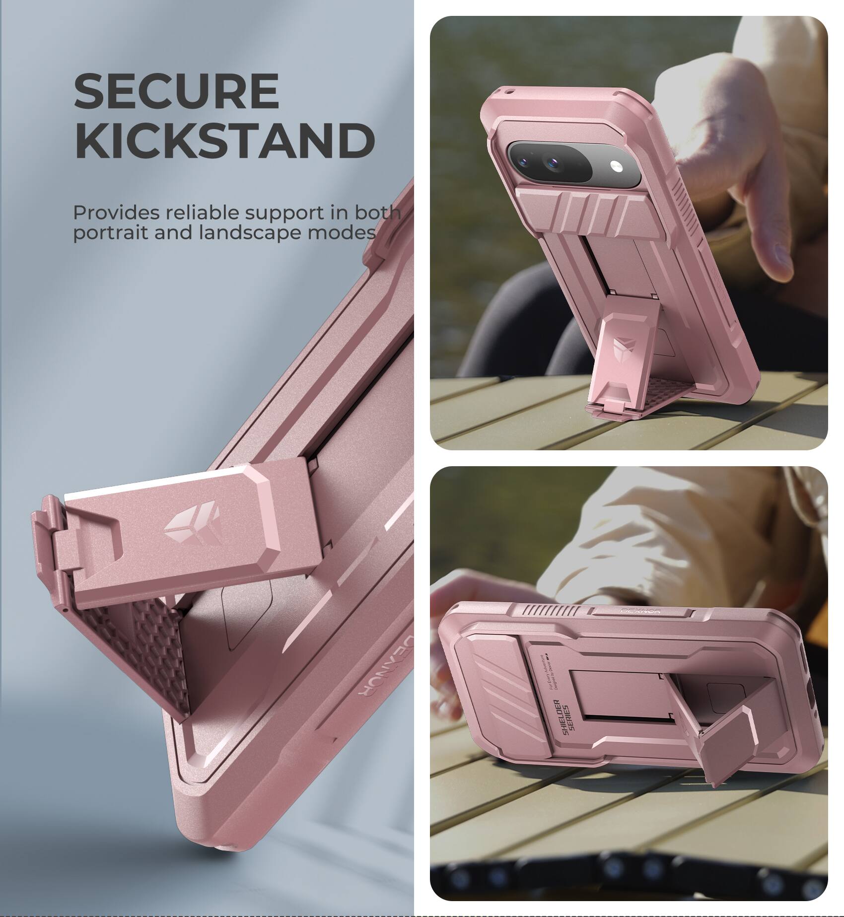 SECURE KICKSTAND Provides reliable support in both portrait and landscape modes CEANOR SHELDEN 5