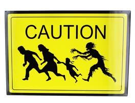 NMR Distribution - Caution Zombies Tin Sign - Yellow