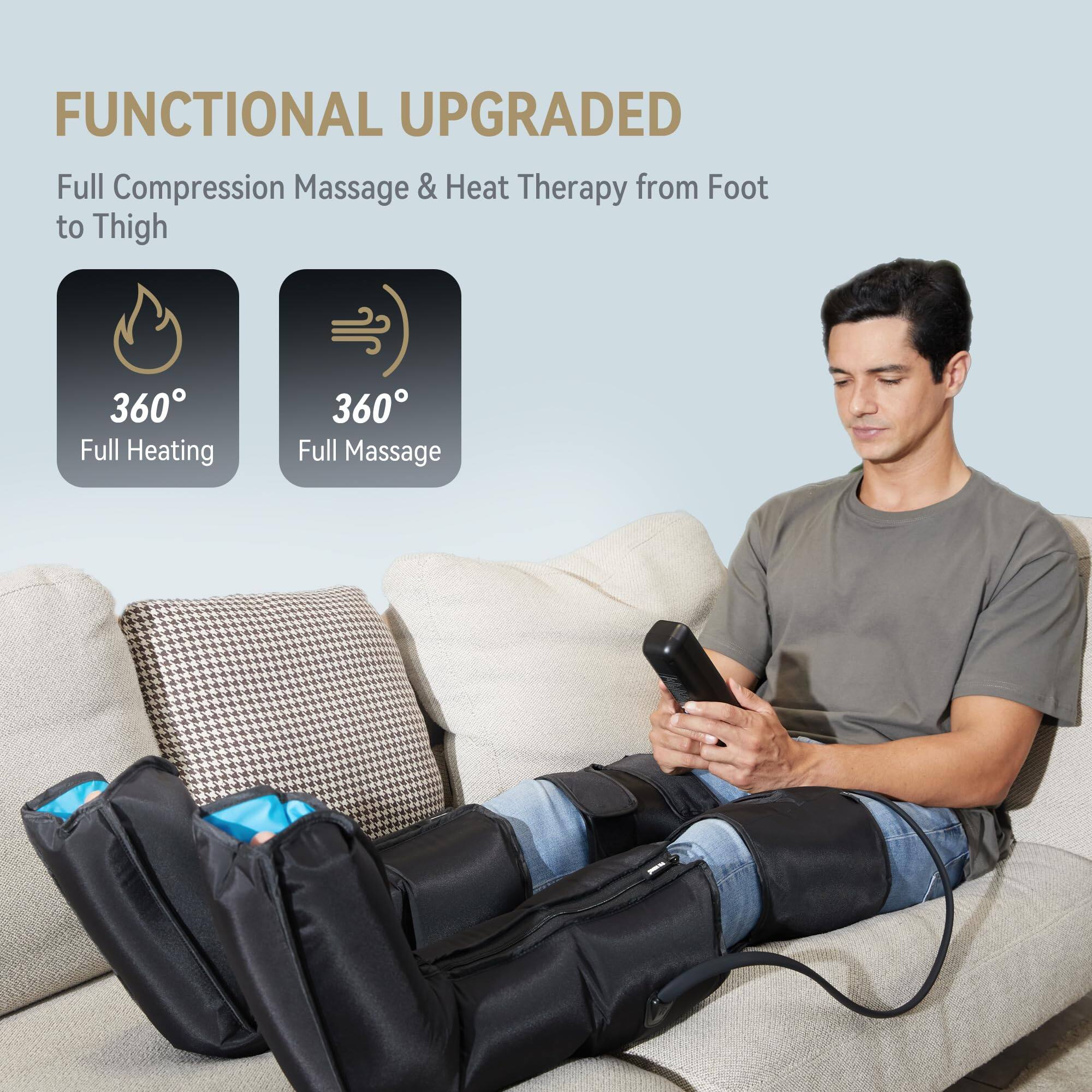 FUNCTIONAL UPGRADED  
Full Compression Massage & Heat Therapy from Foot to Thigh  

360° Full Heating  
360° Full Massage