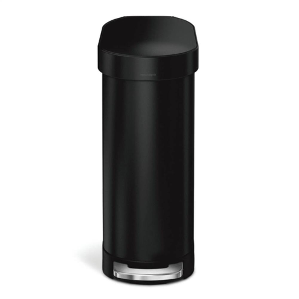 Left. Hivvago - Matte Black 12-Gallon Narrow Kitchen Trash Can with Easy Step-on Lid - Matte Black.