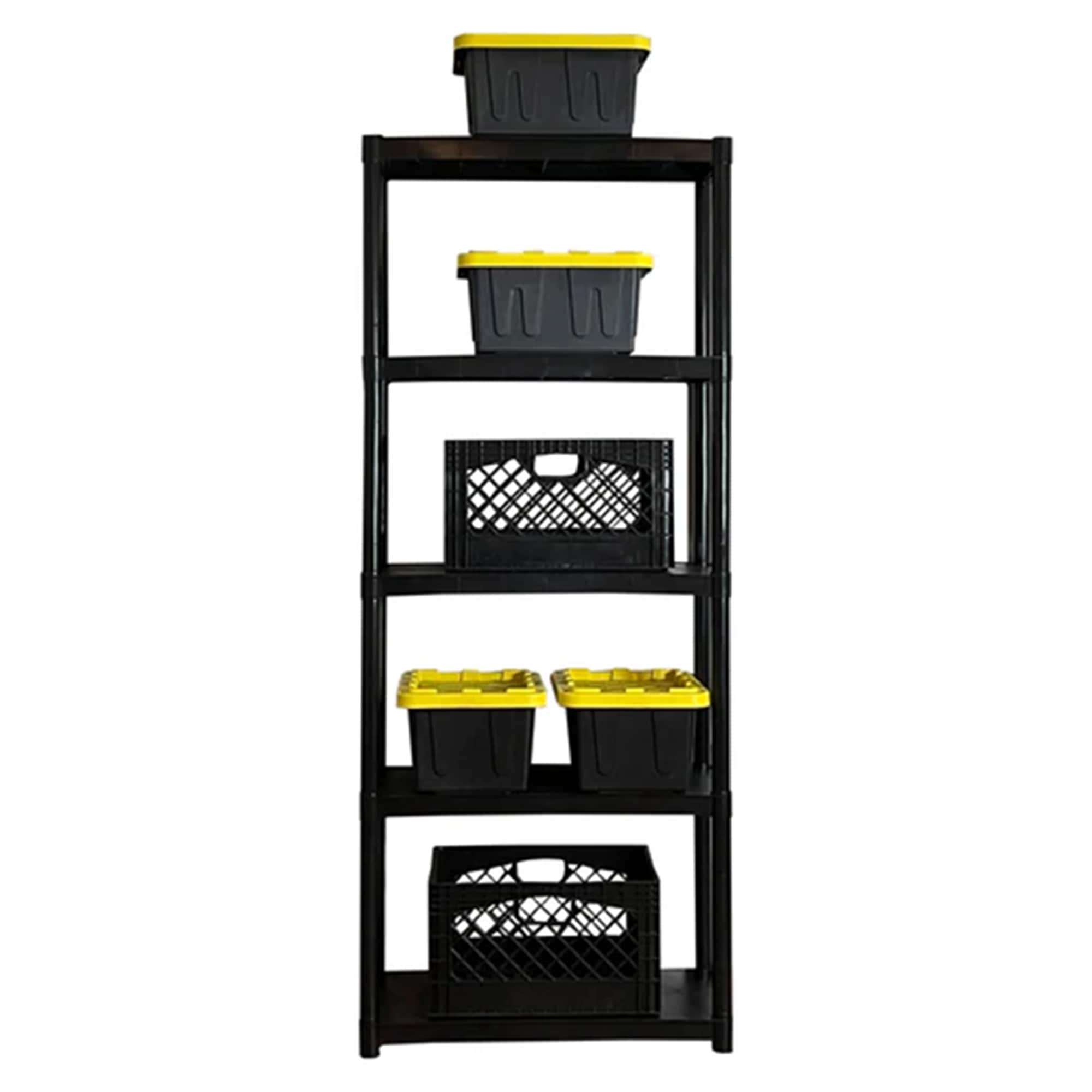 Juggernaut Storage - 70" Plastic 5 Tier Garage/Shed Utility Shelving Rack - Black
