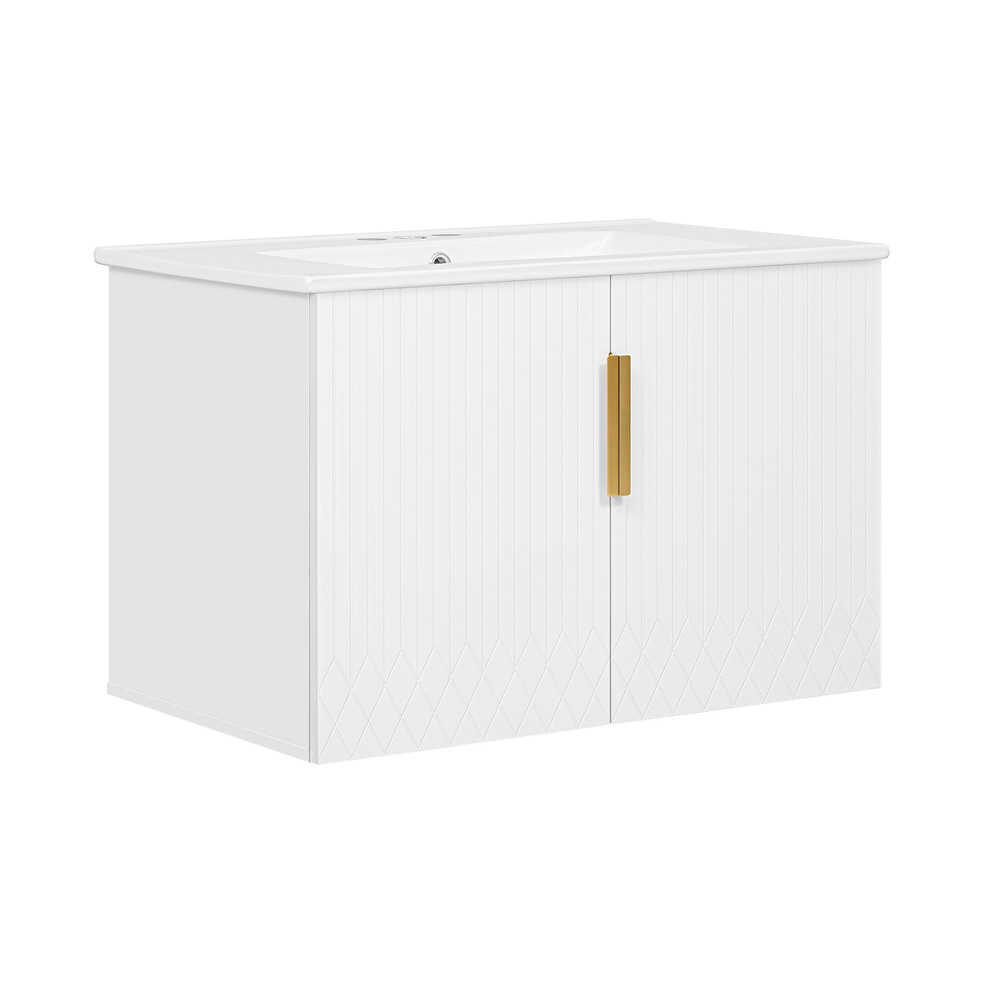 Alt View 10. Boyel Living - 30 Inch Vintage Wall Mounted Bathroom Vanity with Ceramic Sink Dual Doors White - White.