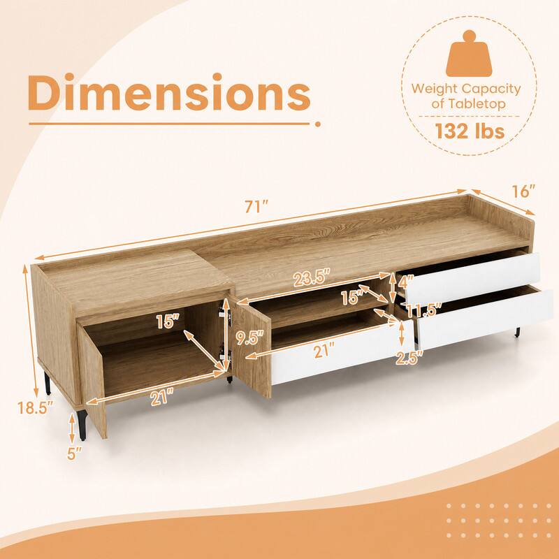 Dimensions  
Weight Capacity of Tabletop: 132 lbs  
71"  
16"  
18.5"  
15"  
21"  
9.5"  
23.5"  
15"  
21"  
4"  
11.5"  
2.5"  
5"