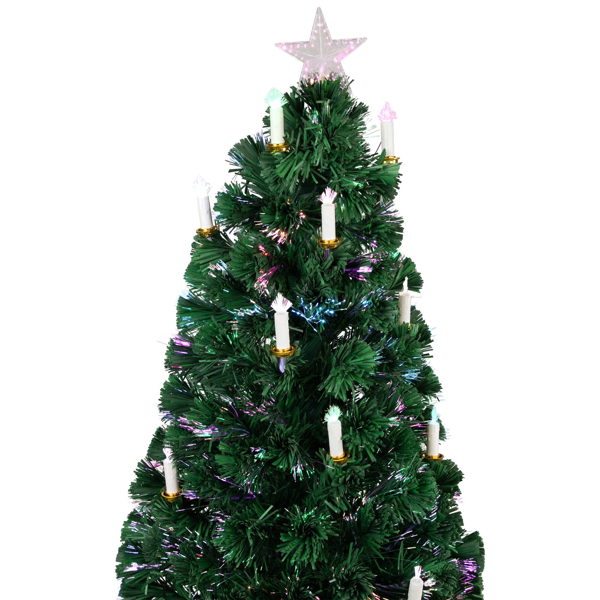 Alt View 3. Northlight - Pre-Lit Fiber Optic Pine Artificial Christmas Tree with Candles - 4' - Multi Lights - Green.