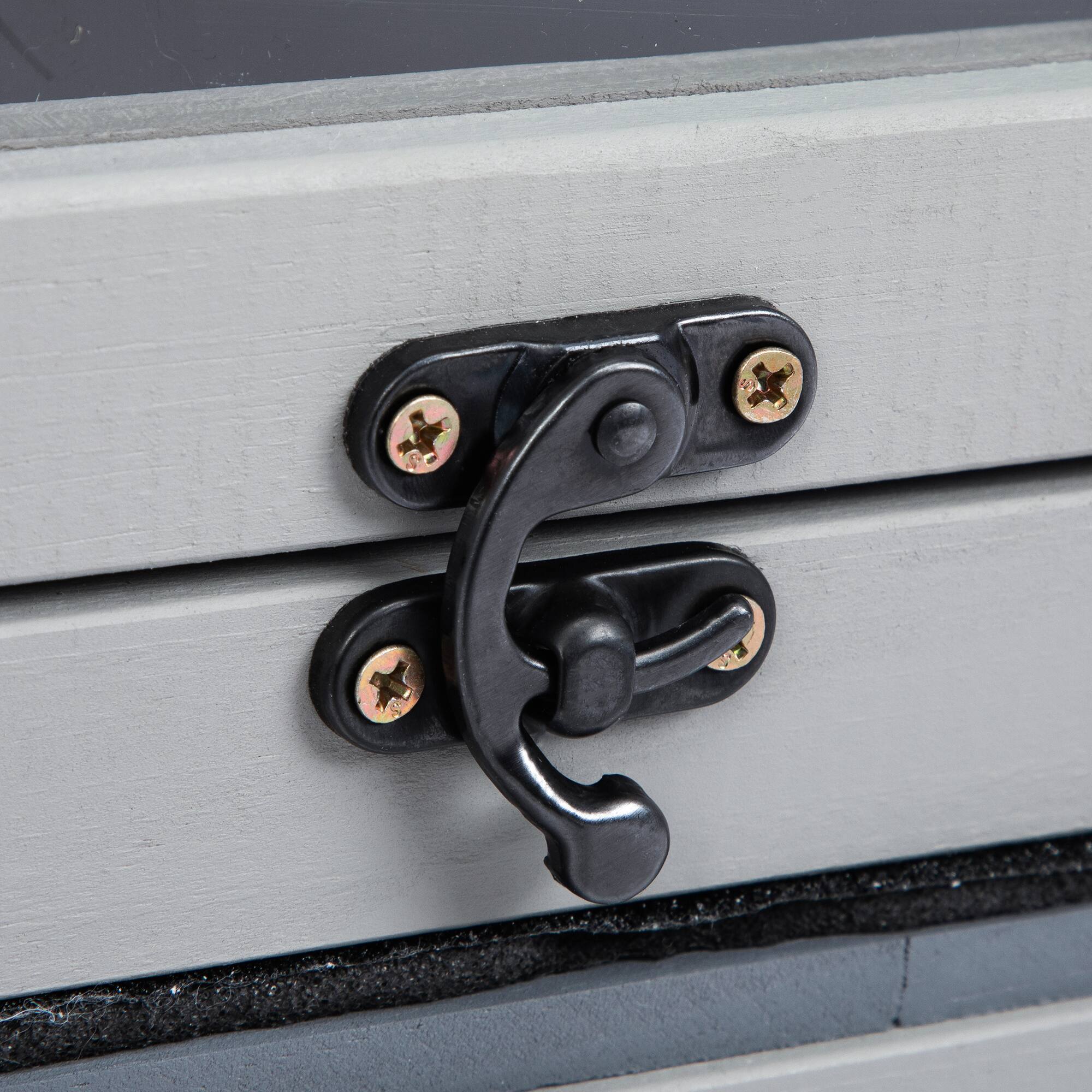 Alt View 5. Siljoy - All Weather Cat House, Indoor Outdoor Catio with Fringe Curtains, Lockable Doors, Gray Cozy Cat Shelter.