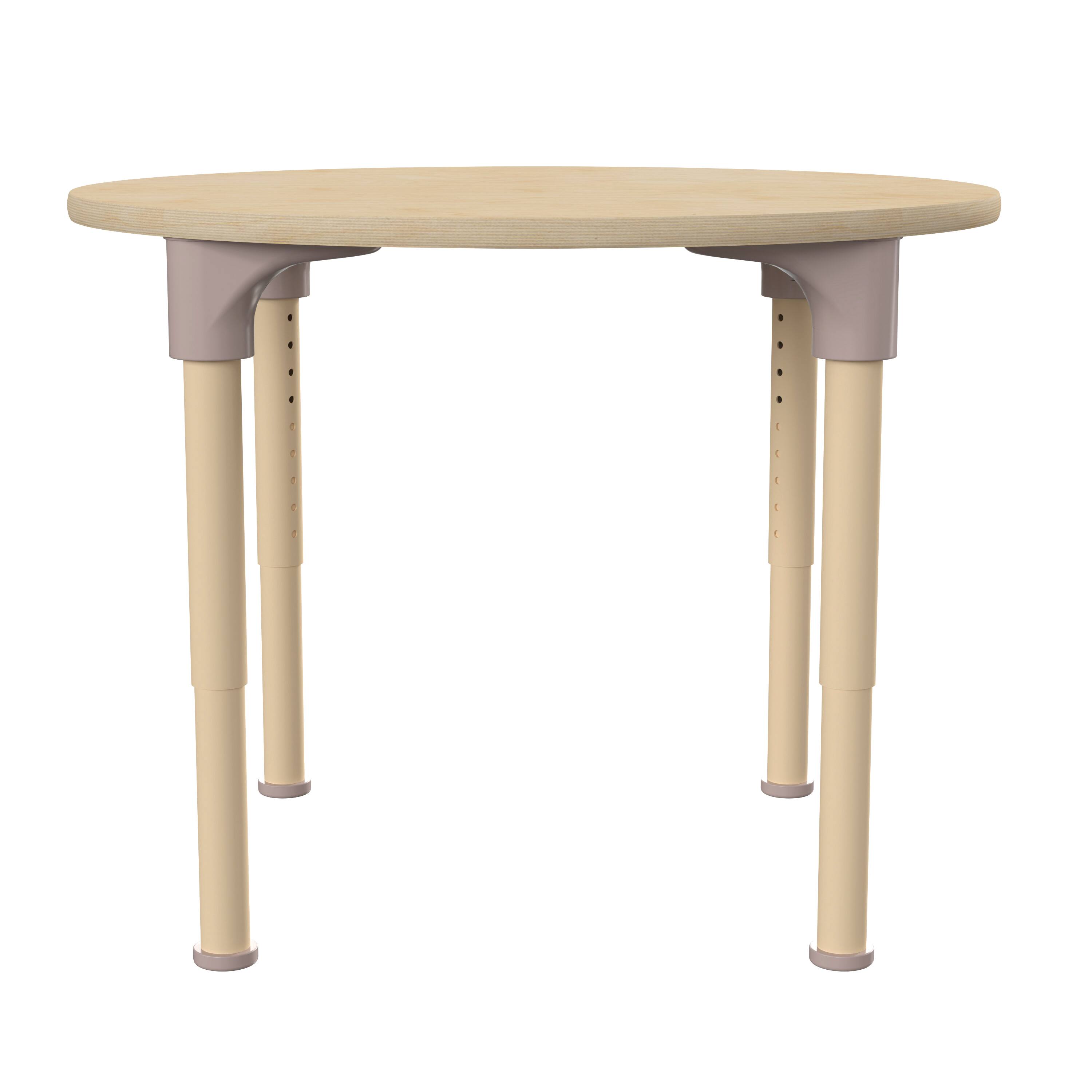 Left. Flash Furniture - Bright Beginnings 33" Round Commercial Grade Wooden Adjustable Height Classroom Activity Table - Metal Legs Adjust From - Natural.