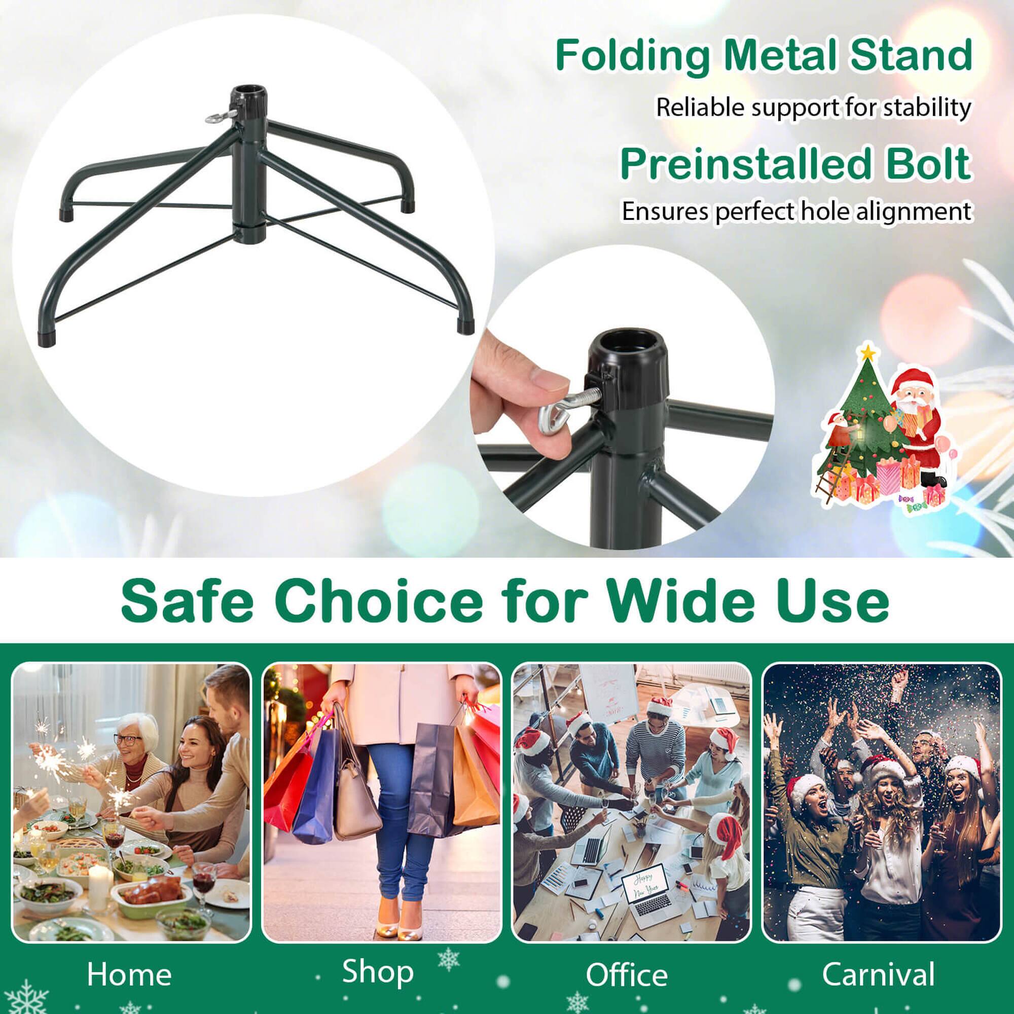 Folding Metal Stand  
Reliable support for stability  
Preinstalled Bolt  
Ensures perfect hole alignment  

Safe Choice for Wide Use  

Home  
Shop  
Office  
Carnival
