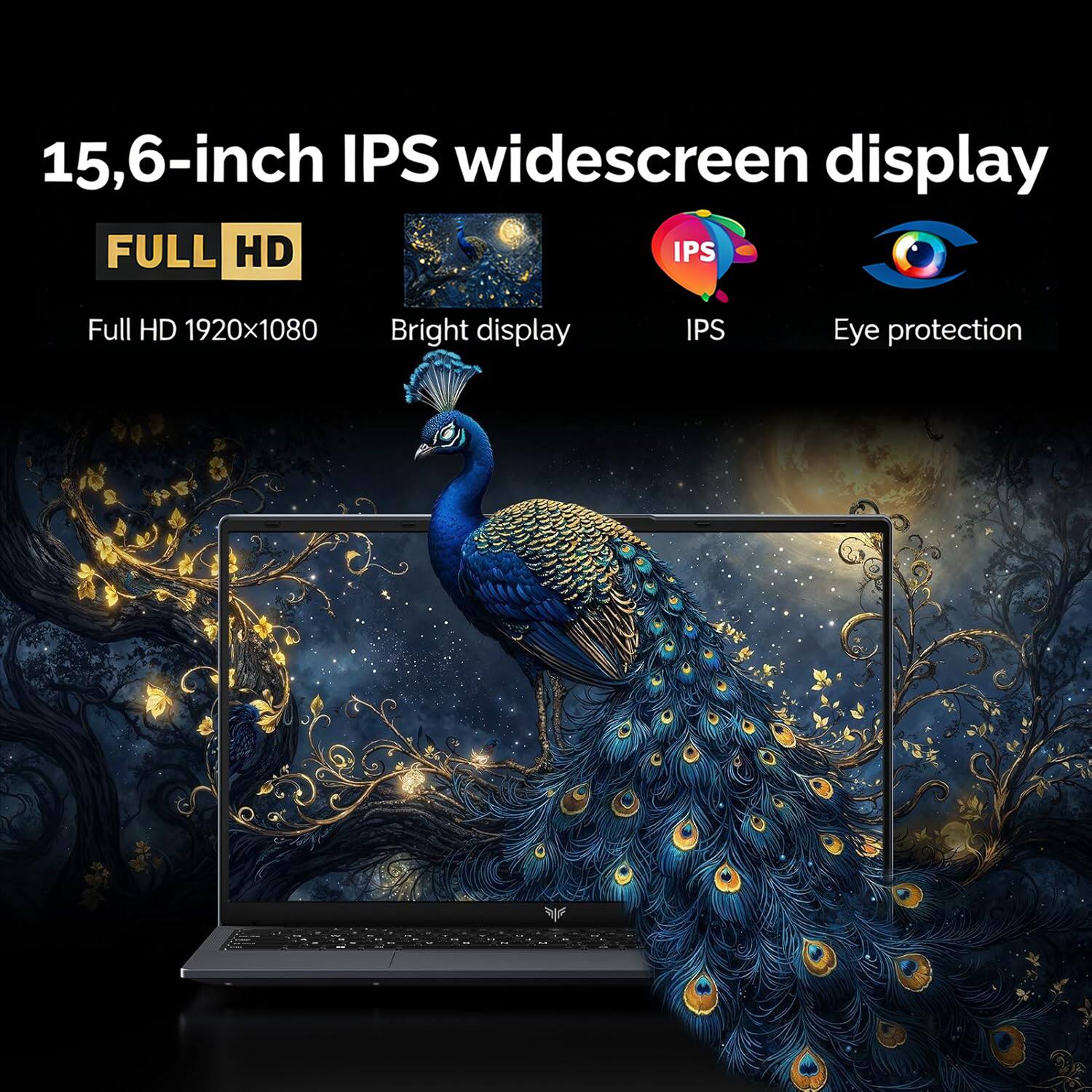 15.6-inch IPS widescreen display  
FULL HD  
Full HD 1920x1080  
Bright display  
IPS  
Eye protection