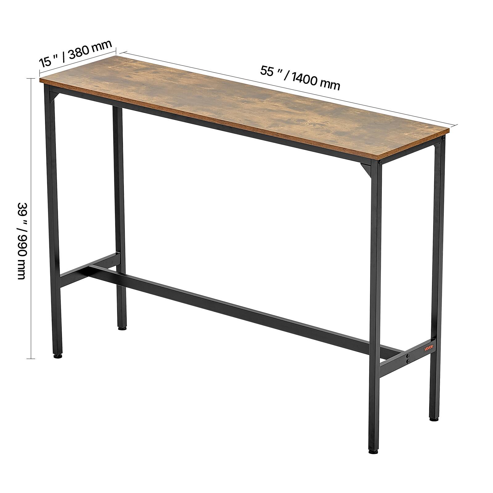 - Width: 55" / 1400 mm
- Depth: 15" / 380 mm
- Height: 39" / 990 mm