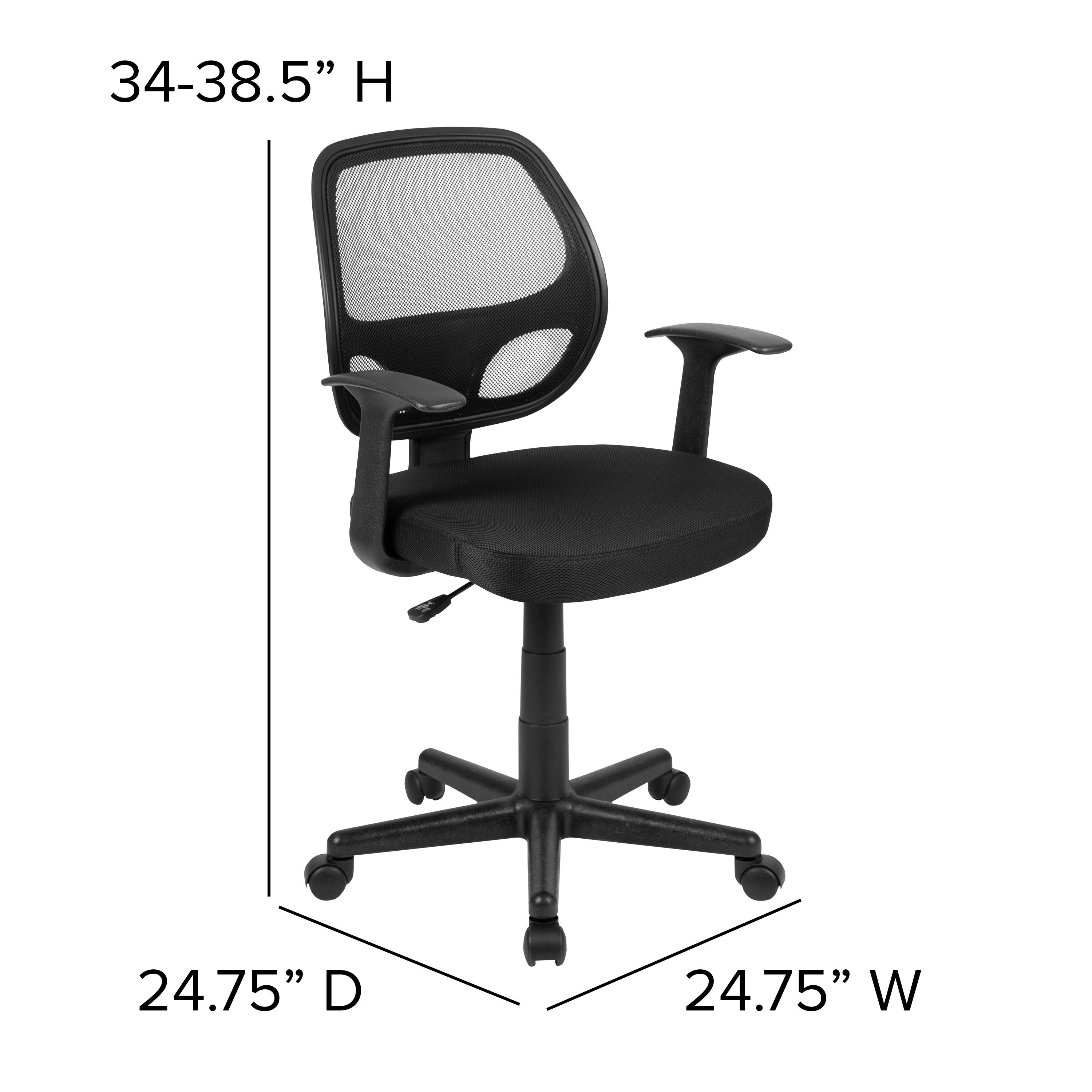 34-38.5" H  
24.75" D  
24.75" W