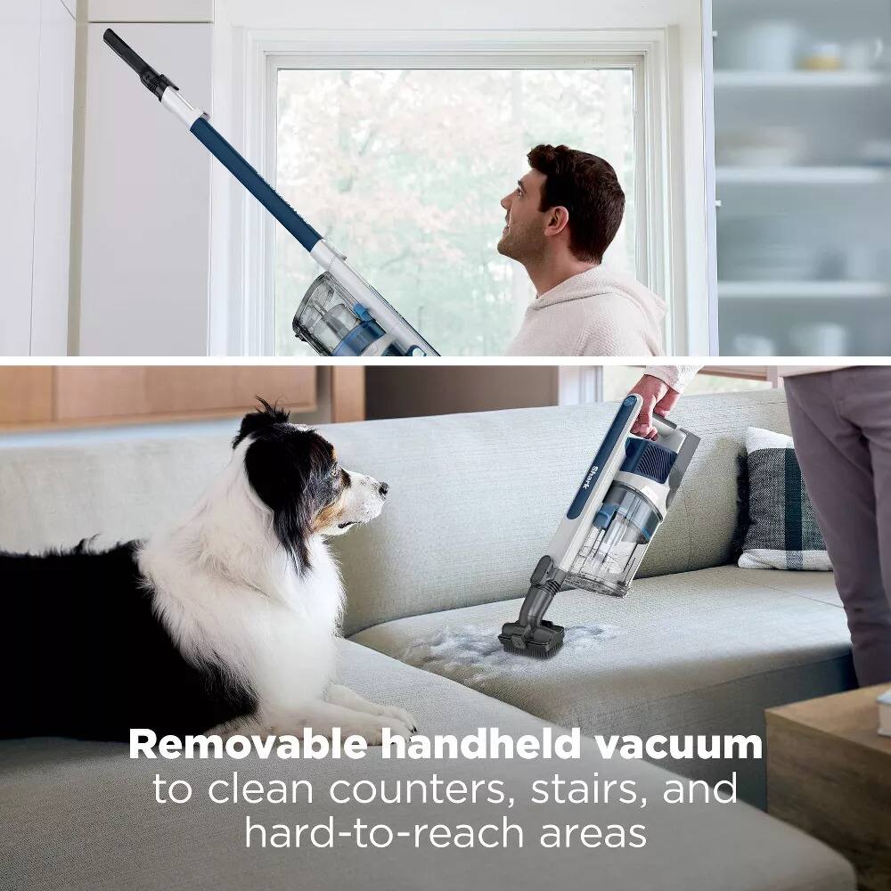Removable handheld vacuum to clean counters, stairs, and hard-to-reach areas