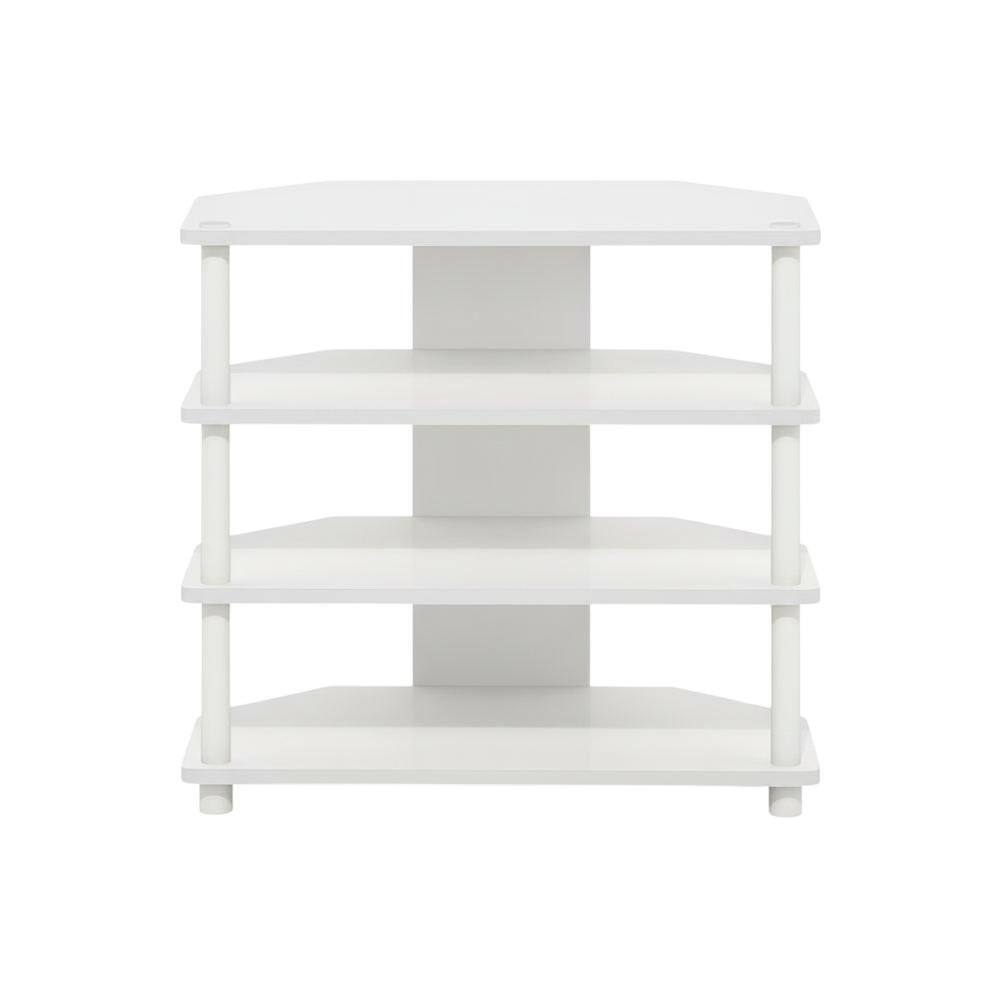Alt View 3. FurniFact - White 4-Tier Petite TV Stand with Easy Assembly and Solid Wood Construction - White.