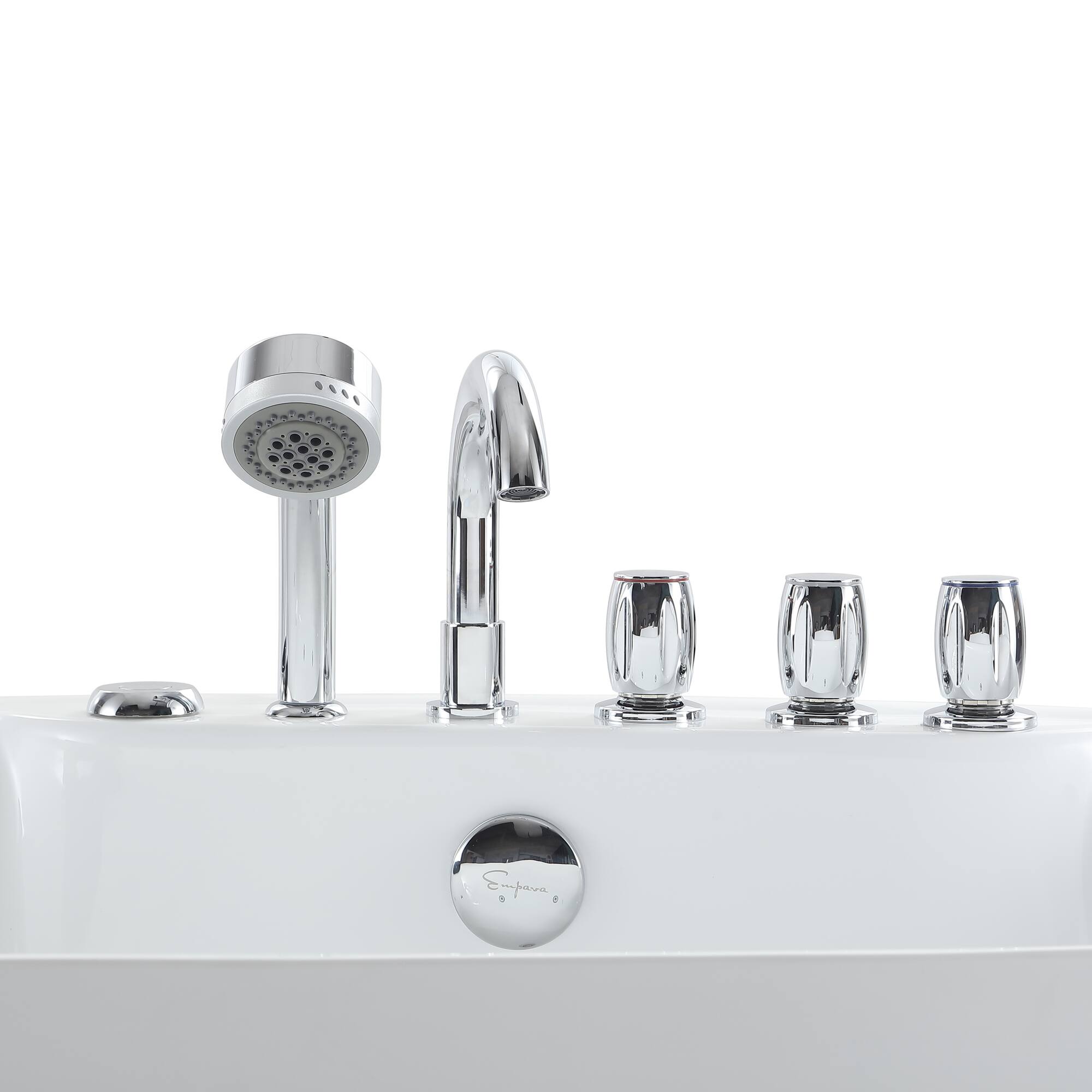 Alt View 2. Empava - 71 in. x 33.8 in. Center Drain Freestanding Whirlpool Bathtub Hydrotherapy Jetted Soaking Bath Tub - Tub filler in White - White.
