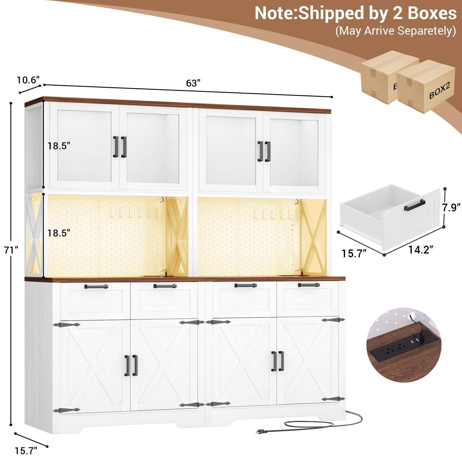 Note: Shipped by 2 Boxes (May Arrive Separately)

10.6"  
63"  
18.5"  
71"  
15.7"  
14.2"  
7.9"  
18.5"