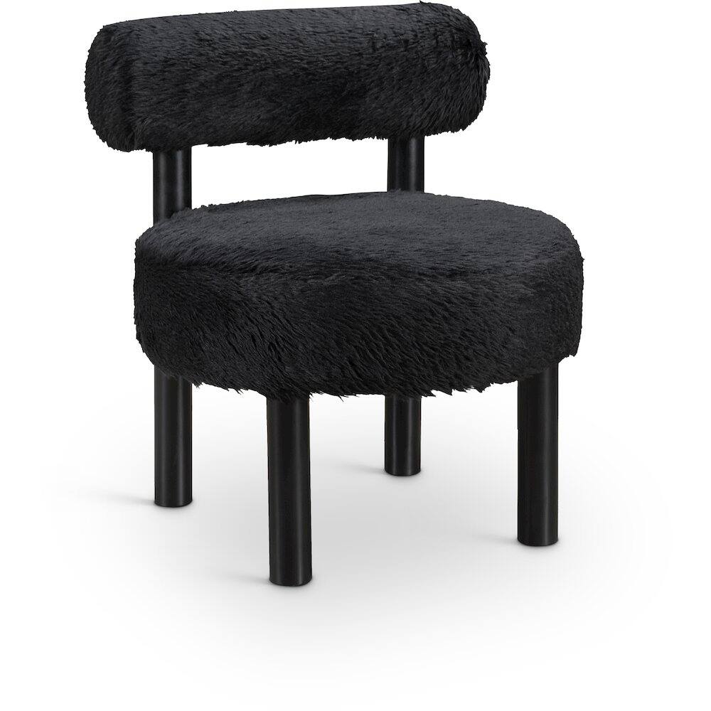 Front. Meridian Furniture - Ambre Black Vegan Shearling Fabric Upholstered Accent Chair - Black.