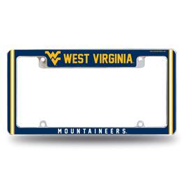 Rico Industries - West Virginia Mountaineers Chrome Metal License Plate Frame with Full Frame Team Color Graphics - Multi