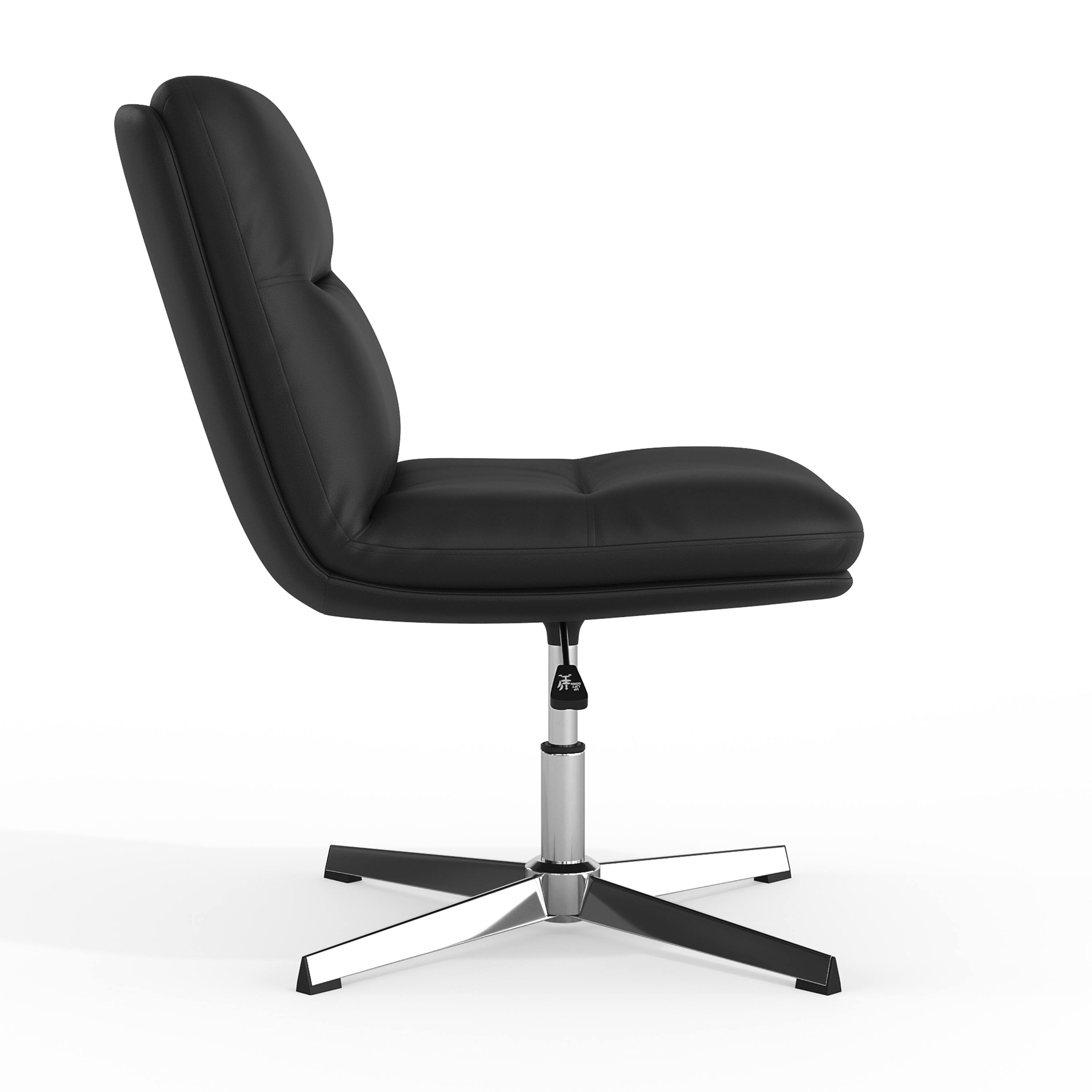 Left. Flash Furniture - Chloe Commercial Mid-Back Black Padded LeatherSoft Armless Stationary Task Office Chair with Adjustable Height, Swivel F - Black.