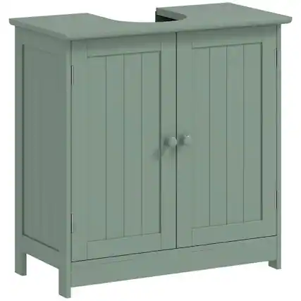 Front. PULUZ - Bathroom Vanity Cabinet, Under Sink Bathroom Cabinet with 2 Doors and Adjustable Shelf - Dark Green.