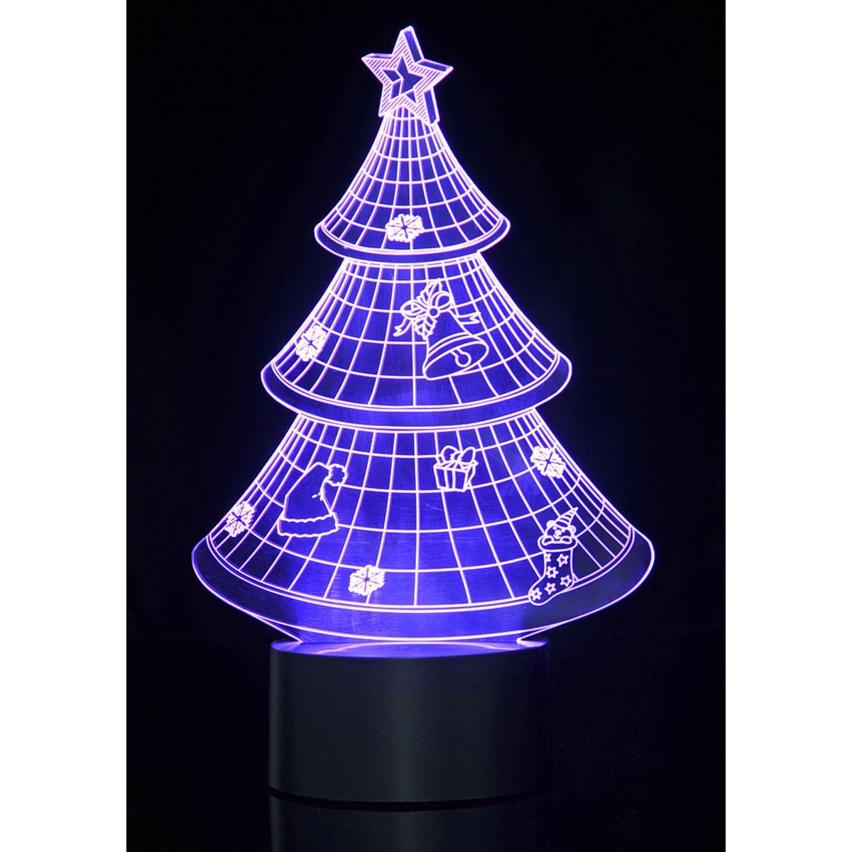 Alt View 4. JuzToys - 3D Night Light for Kids, 3D Christmas Tree Laser Cut Precision LED Lights, LED Lamp for Bedrooms and Offices - Black.