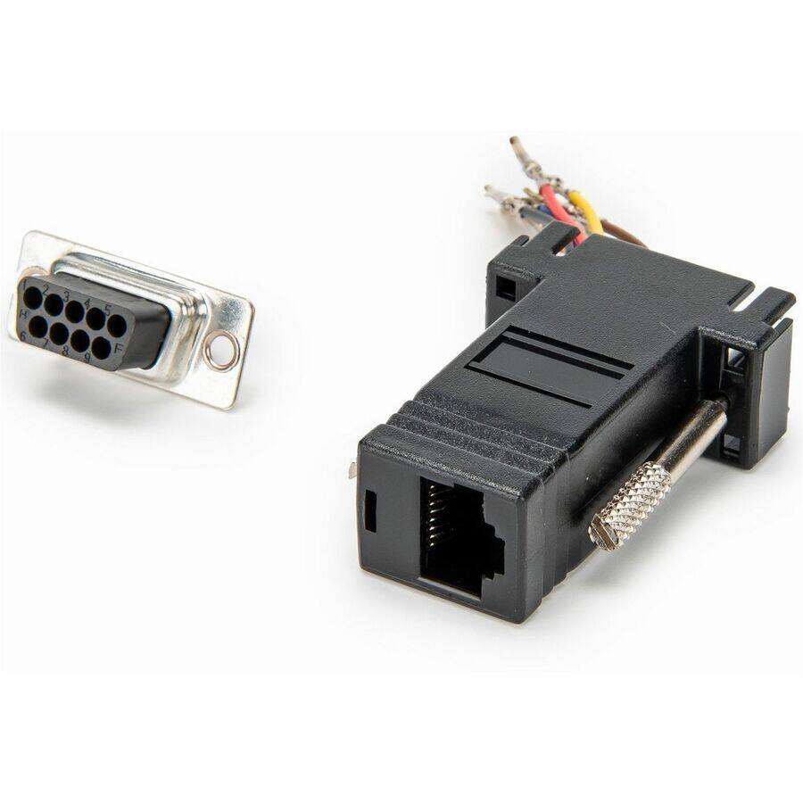 Alt View 1. Rocstor - Rocstor DB9 to RJ45 Modular Serial Adapter - Black - 1 x 9-pin DB-9 Serial - Female - 1 x RJ-45 Network - Female - Gold - Black.