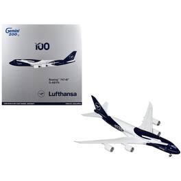 Boeing 747-8I Commercial Aircraft "Lufthansa 100 Years" Dark Blue and White 1/200 Diecast Model Airplane by GeminiJets