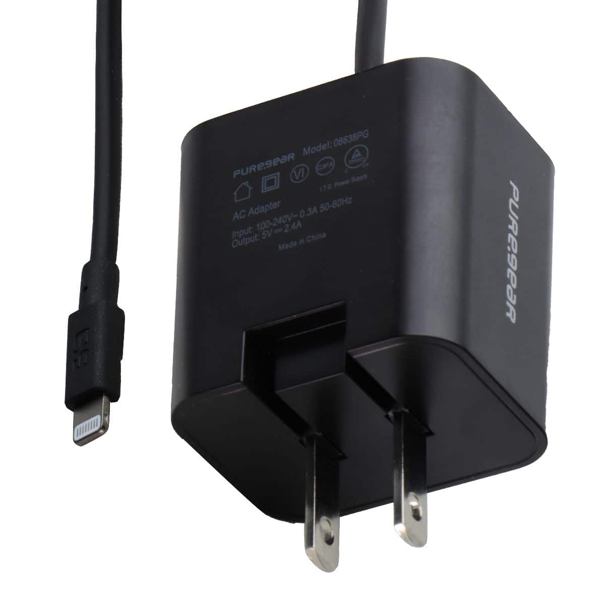 PureGear - 12W 5-Ft MFi Lightning Wired Wall Charger for iPhone - Black