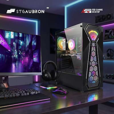 STGAubron Gaming PC Computer Desktop, AMD Ryzen 5 5500 up to 4.2 STGAubron Gaming PC Computer Desktop, AMD Ryzen 5 5500 up to 4.2