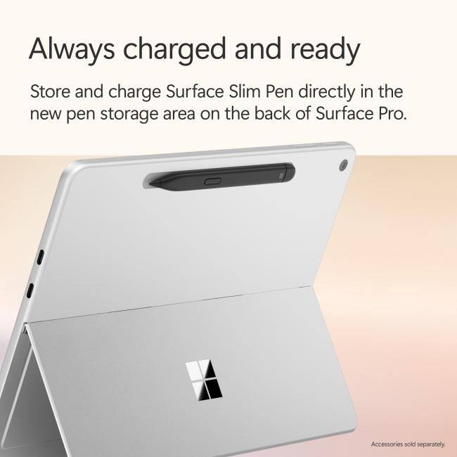 Always charged and ready

Store and charge Surface Slim Pen directly in the new pen storage area on the back of Surface Pro.

Accessories sold separately.