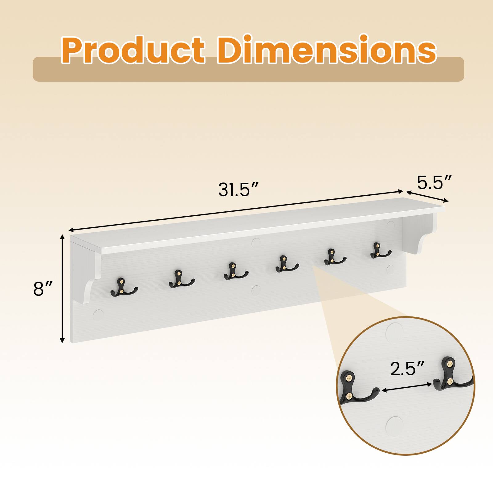 Product Dimensions: 31.5" x 5.5" x 8" x 2.5"