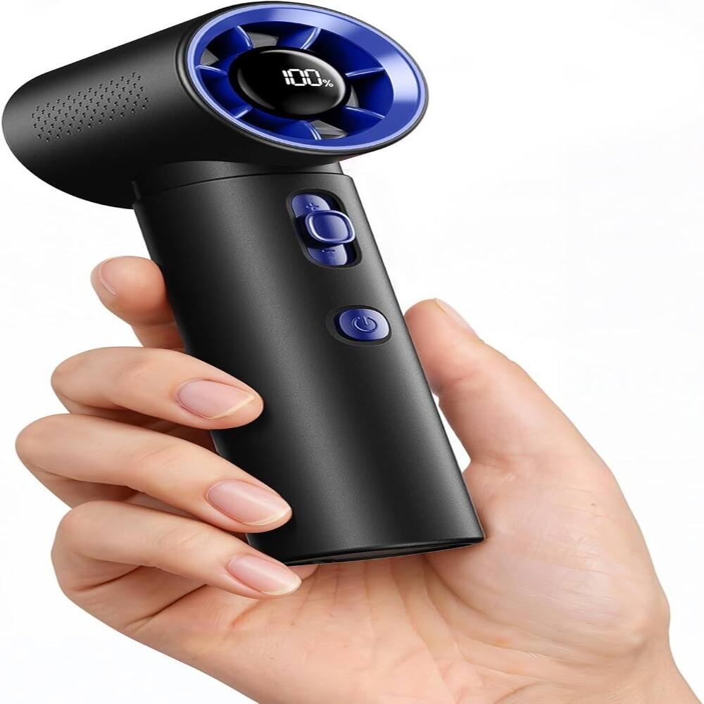 Left. Loheer - Loheer Portable Handheld Turbo Fan, 100 Speed Rechargeable Personal Fan for Travel, Digital Display Small Desk Fan.