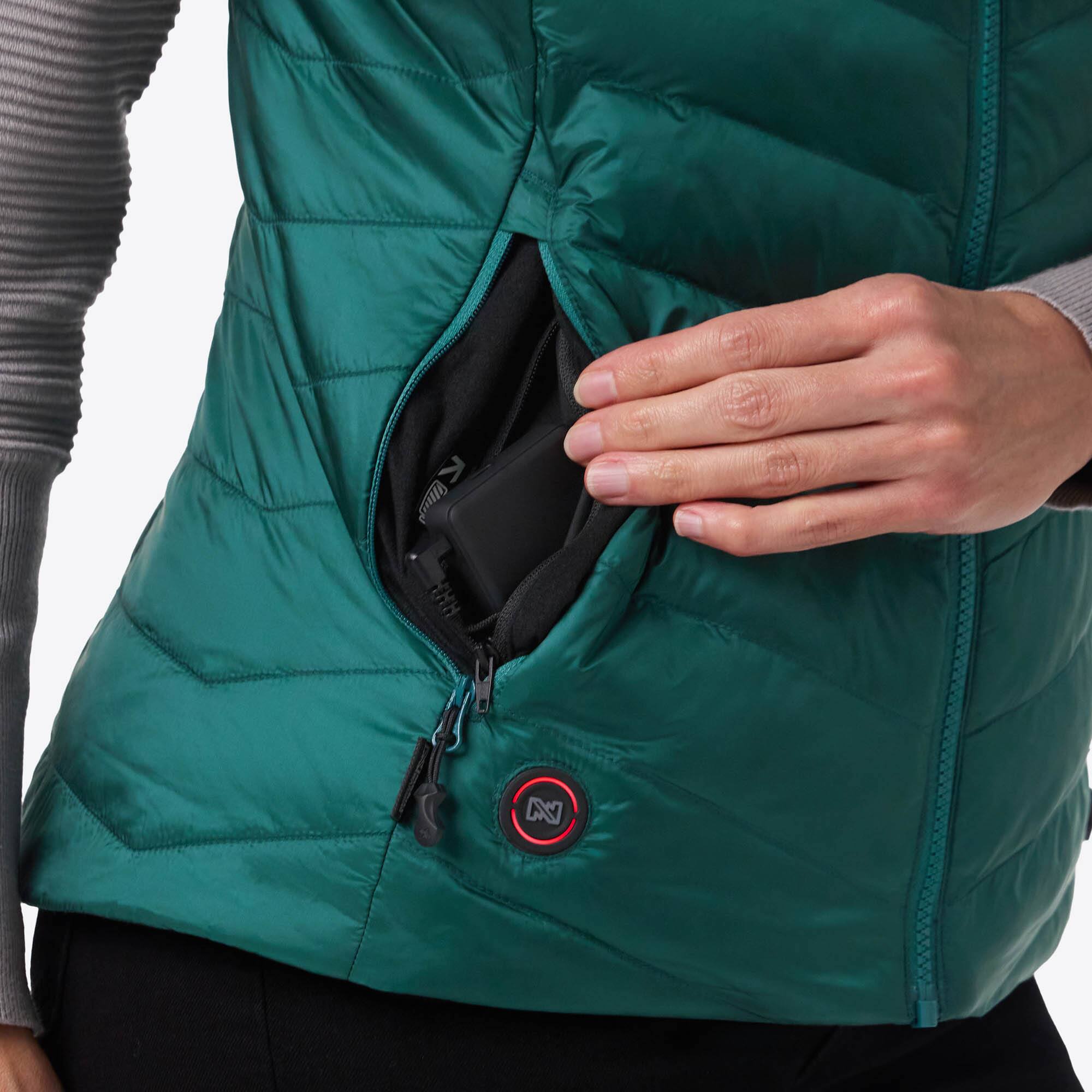Back. Mobile Warming - Women's Backcountry Xtera Heated Vest - Teal.
