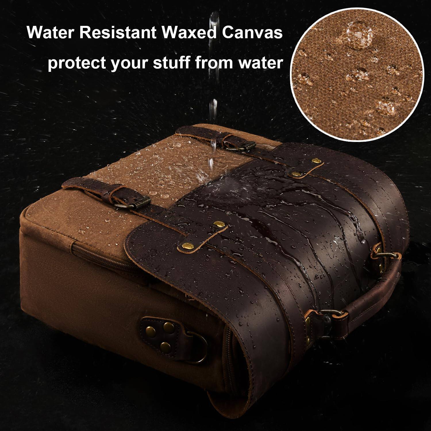 Water Resistant Waxed Canvas  
protect your stuff from water