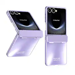 Dteck - Rugged Case for Samsung Galaxy Z Flip 7 Luxury Plating Electroplated Frosted Hard PC Cover with Hinge Protection - Purple