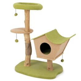 Gymax - 43'' Cat Tree w/Padded Top Perch Cat Condo Jumping Platform Balls for Indoor Cats