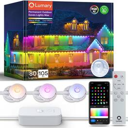 Lumary - 105 Ft Permanent Outdoor Lights Max with 80 LED Eave Lights 4800LM, RGBAICW Smart Outdoor Lighting IP67 Waterproof - White