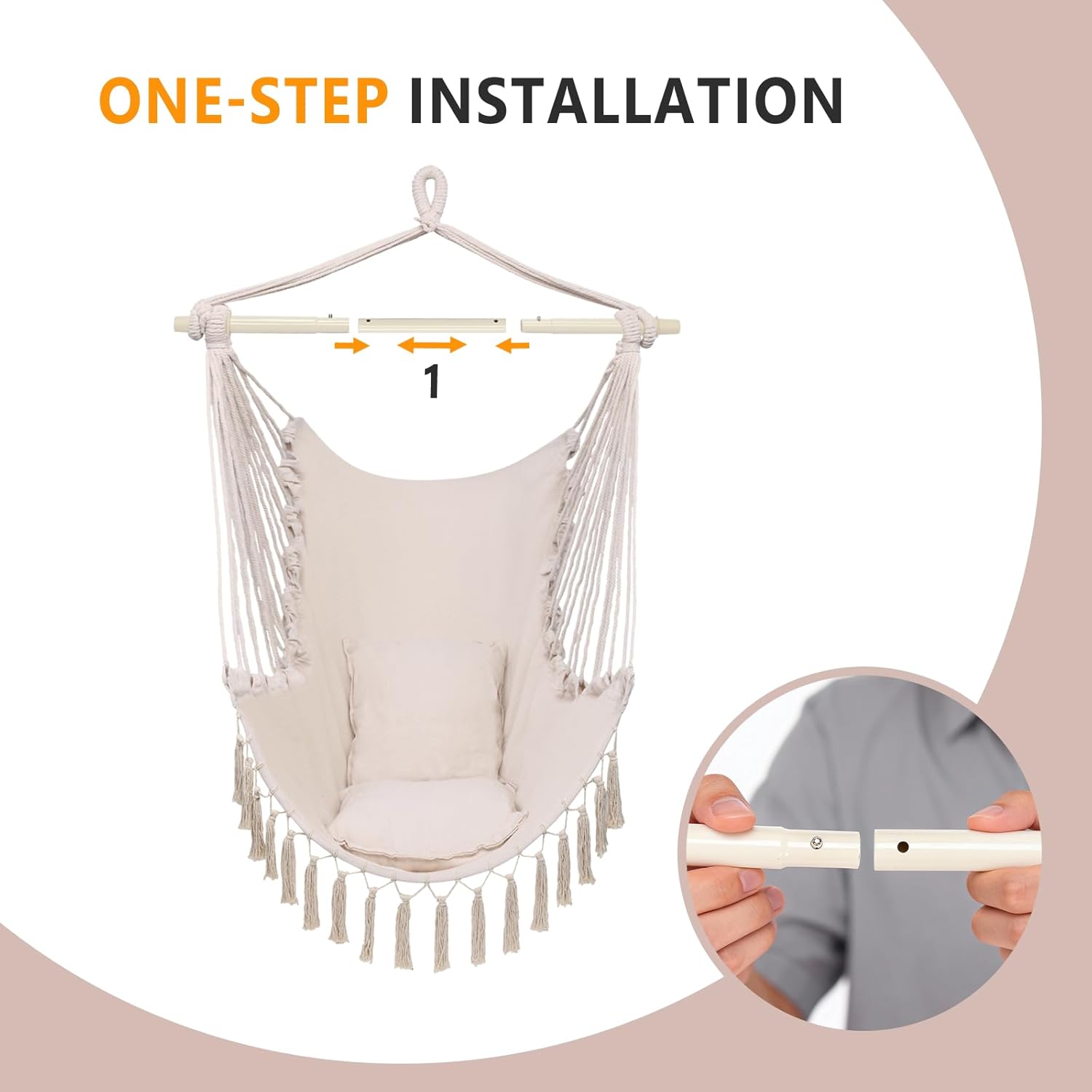 Winado Hanging Rope Swing Hammock Chair Macrame Hammock Swing Seat