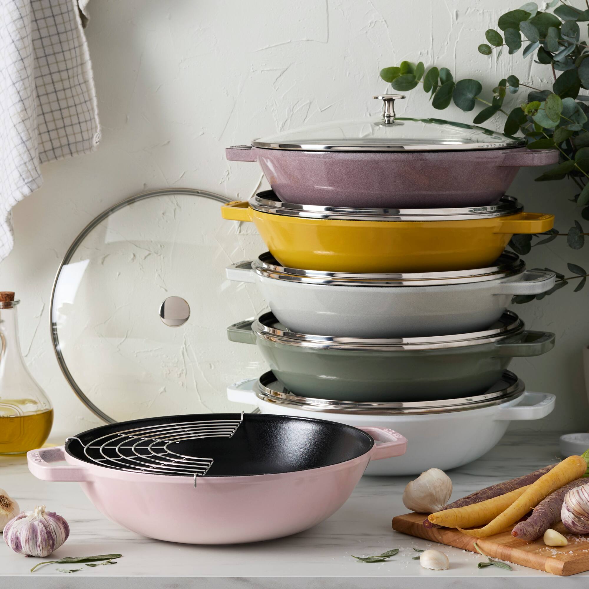Alt View 7. Staub - Staub Cast Iron Perfect Pan , Dutch Oven, 4.5-quart,  serves 4-5, Made in France, Lilac - Lilac.