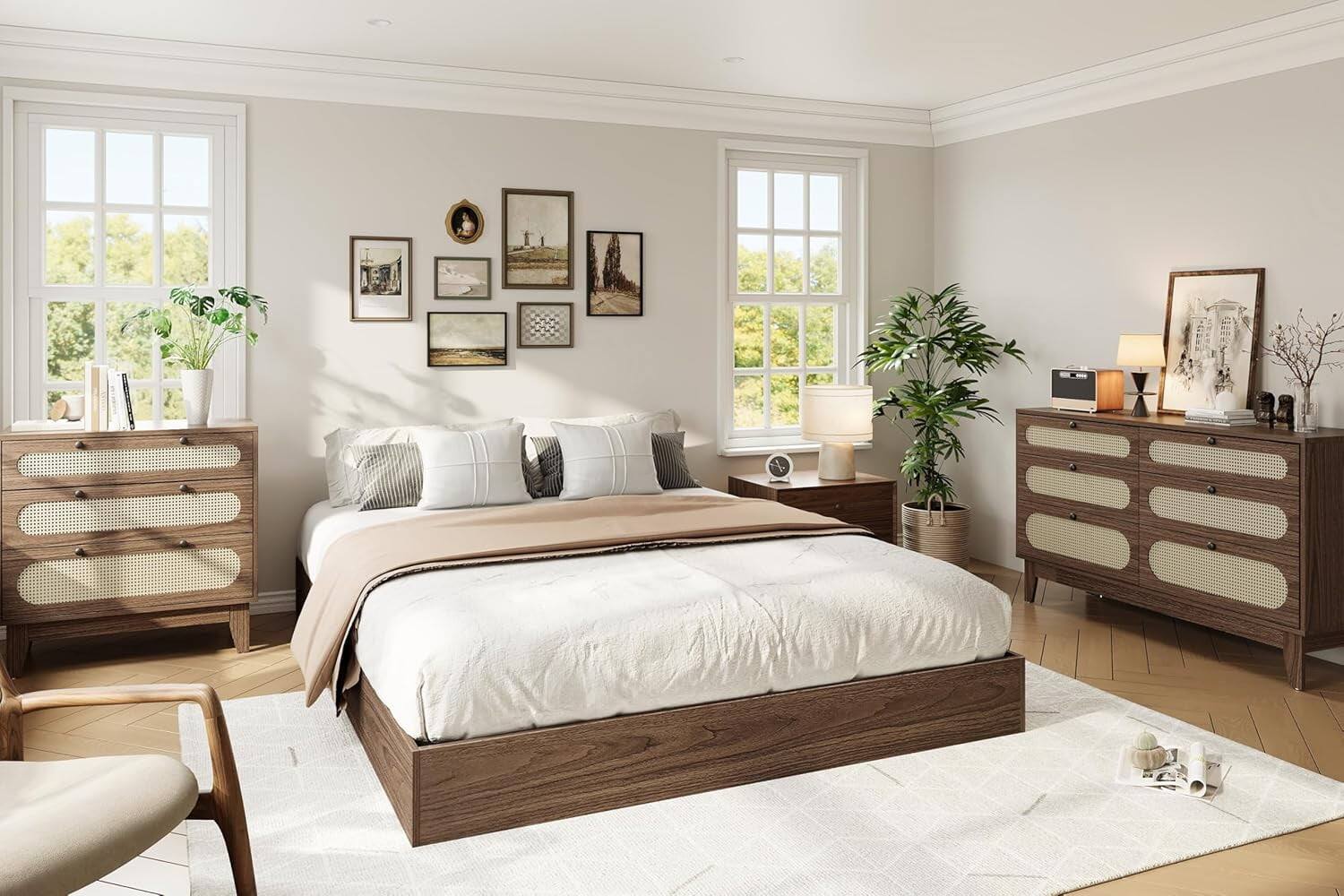 Back. GARVEE - Full Wood Platform Bed Frame, Slat Support, Easy Assembly, Walnut – Classic Wood Frame with Reliable Support - Walnut Wood.