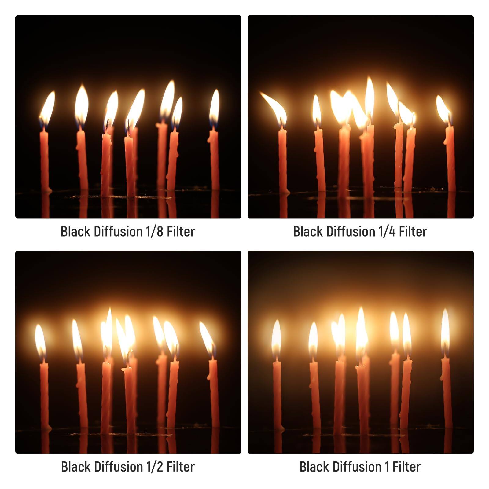 Black Diffusion 1/8 Filter  
Black Diffusion 1/4 Filter  
Black Diffusion 1/2 Filter  
Black Diffusion 1 Filter