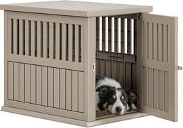 Decksplore - Plastic Dog Crate, Furniture-Style Nightstand & Side Table, Waterproof Indoor Kennel for Small to Medium Dogs
