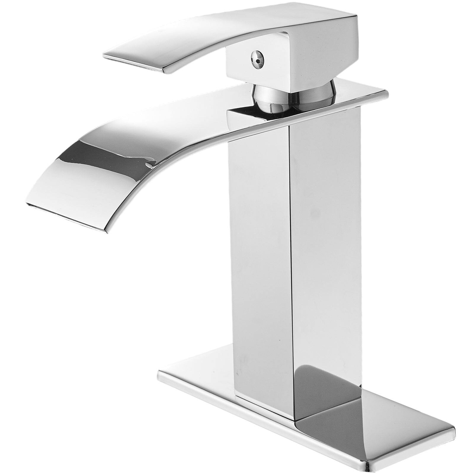 Alt View 2. Boyel Living - Single Handle Single Hole Bathroom Faucet with Deckplate Included and Pop Up Drain in Chrome - Chrome.