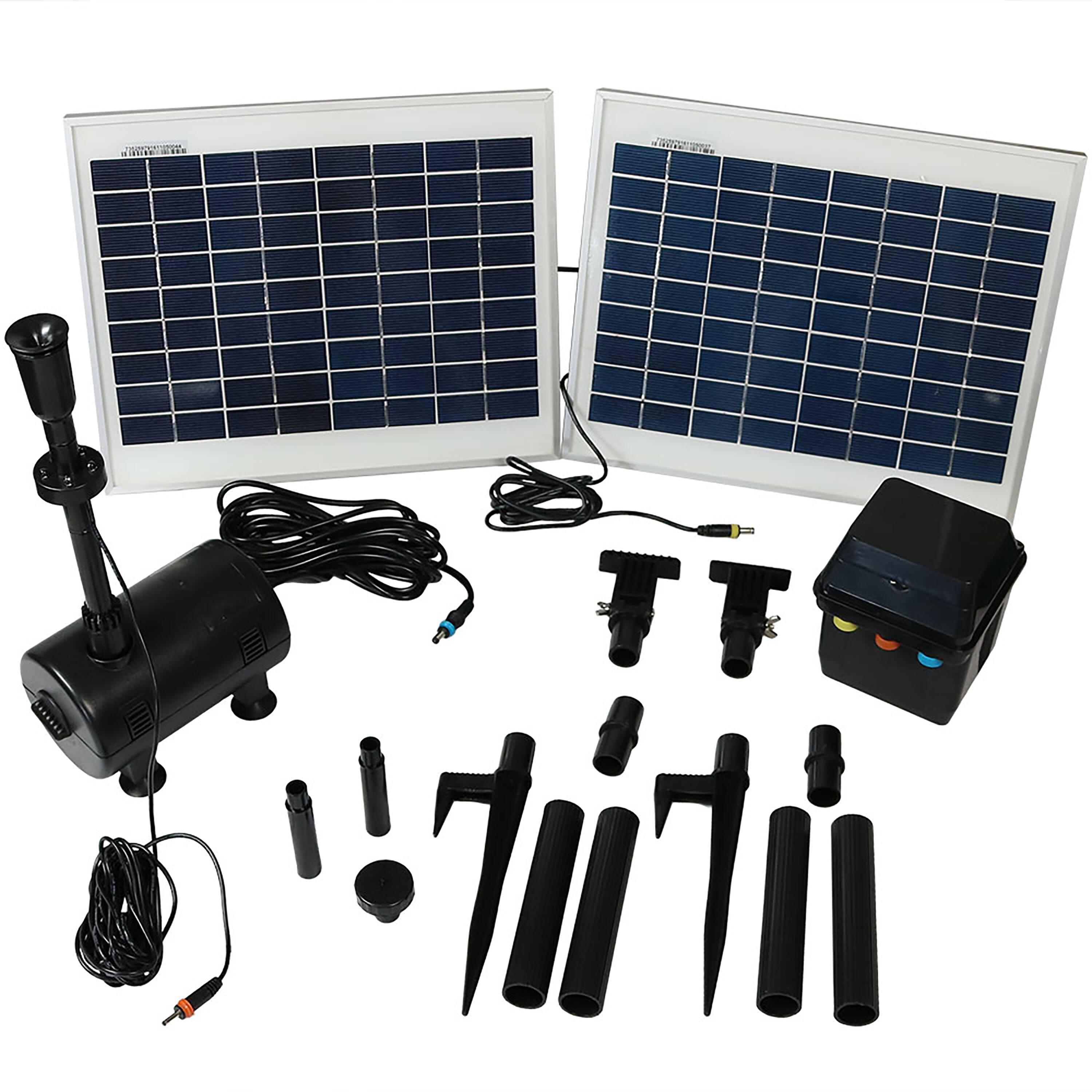 Alt View 5. Sunnydaze - 396 GPH Solar Pump and Panel Kit with Battery and Light - Black.