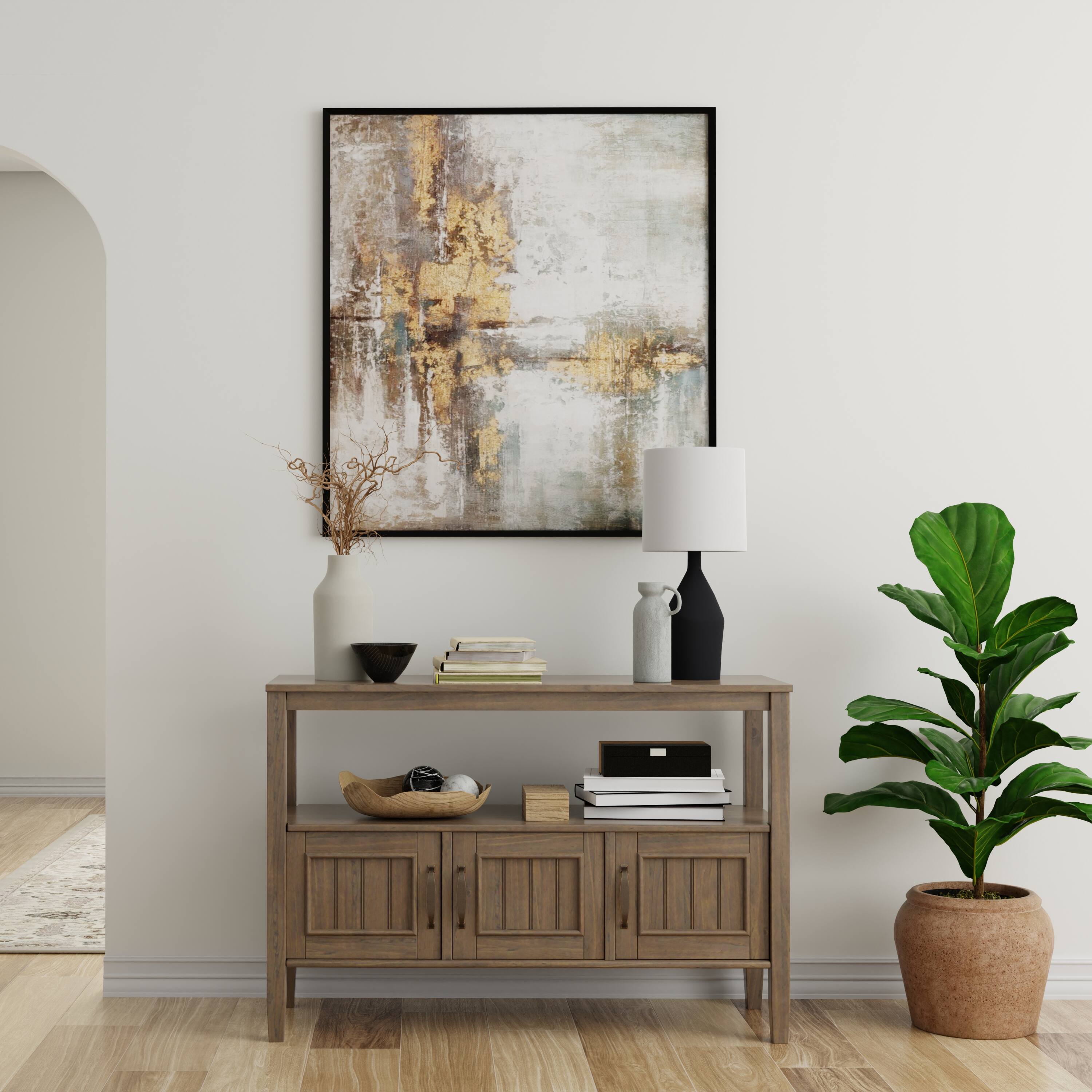 Angle. Simpli Home - Lev SOLID WOOD 48 inch Wide Contemporary Console Table in Smoky Brown - Smoky Brown.