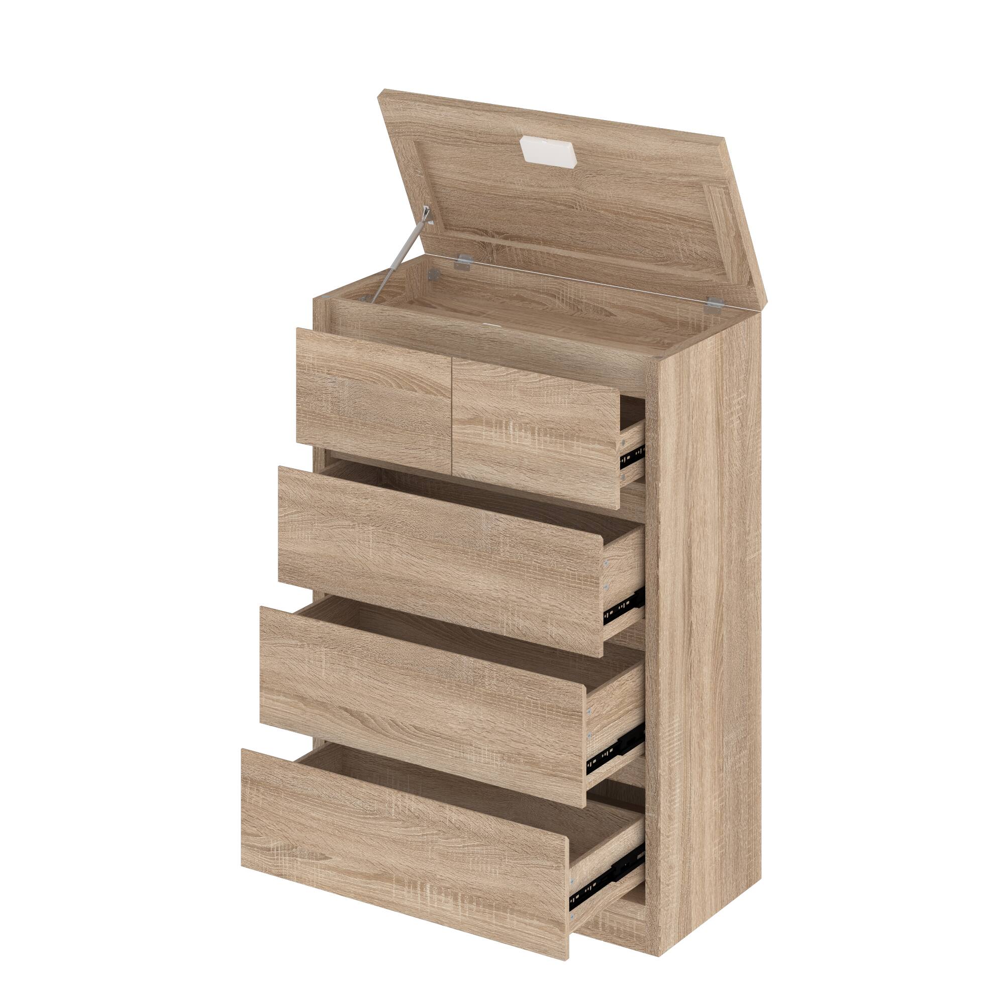 Left. Famapy - Famapy NFC - Locked Nightstand: Hidden Storage & Anti - Tipping Safety - Wooden.