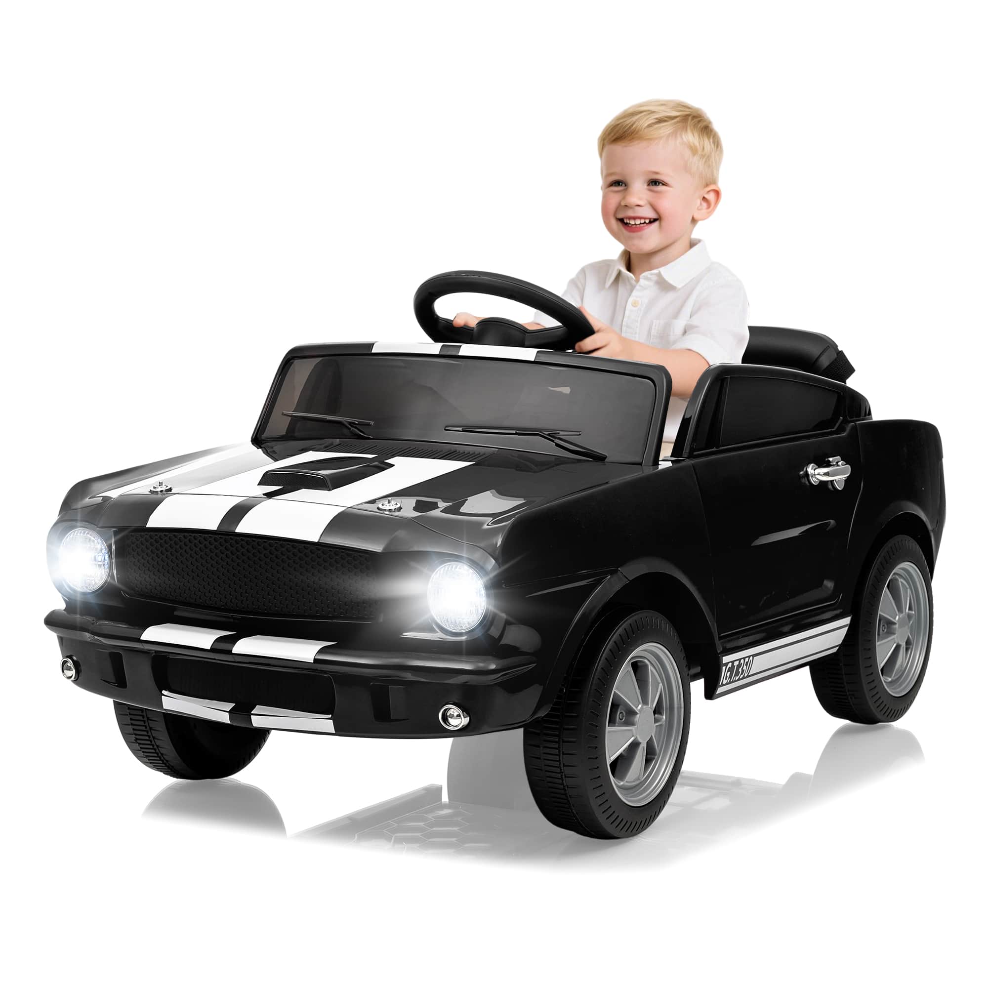 Maxxis Merch - Licensed Shelby 12V Kids Electric Car Parent Remote 3 Speeds Music for Kids - Black