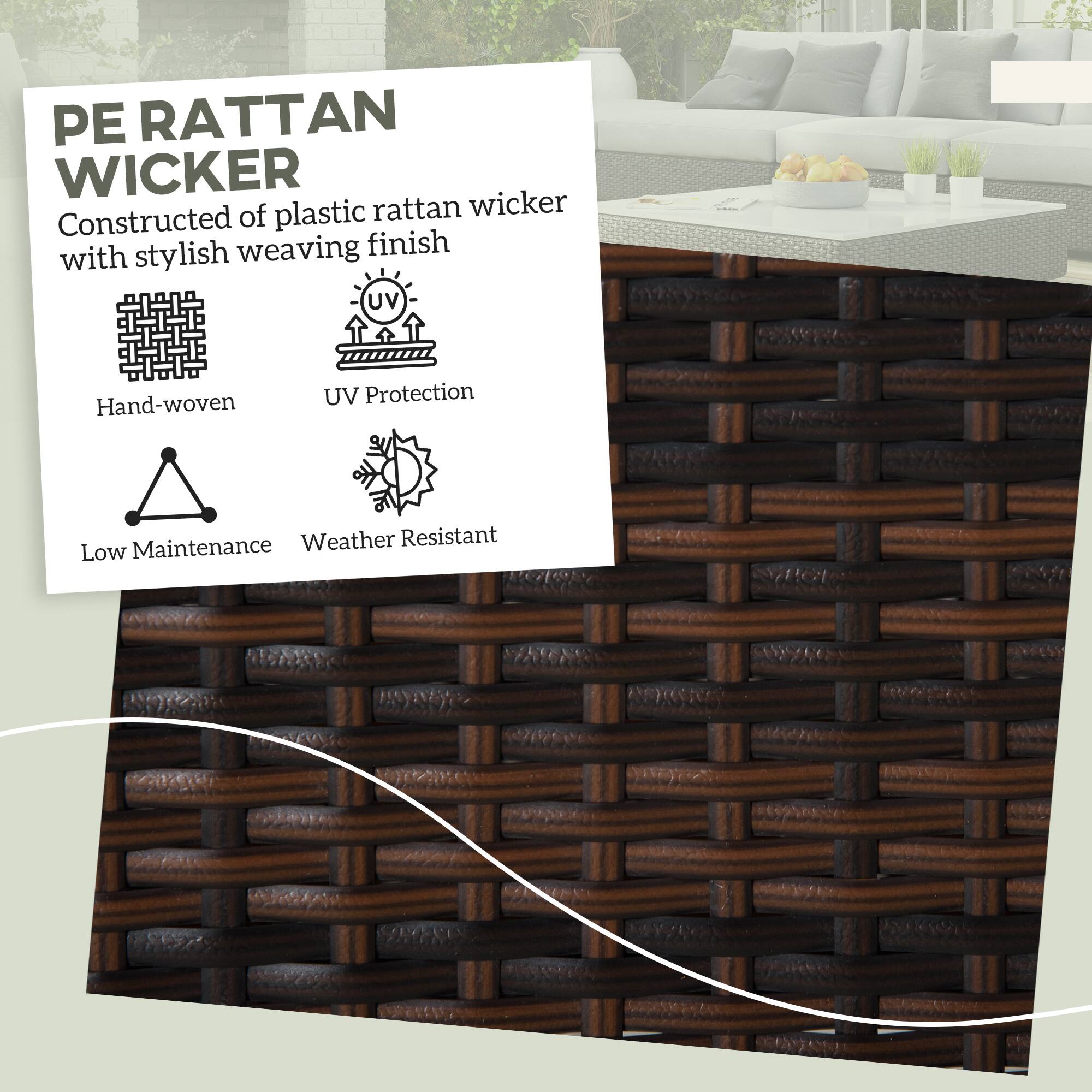PE RATTAN WICKER
Constructed of plastic rattan wicker with stylish weaving finish
Hand-woven
UV Protection
Low Maintenance
Weather Resistant