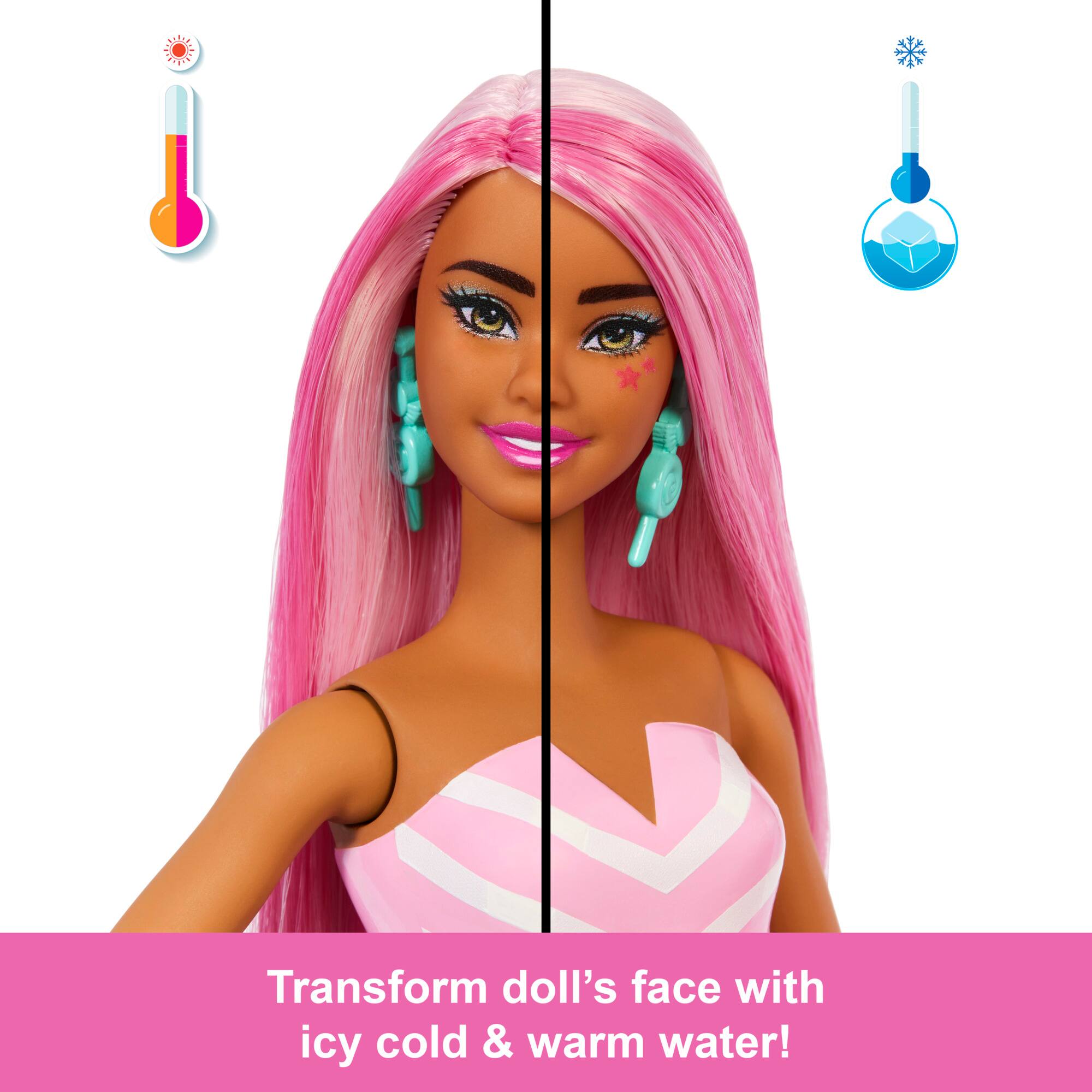 Transform doll's face with icy cold & warm water!