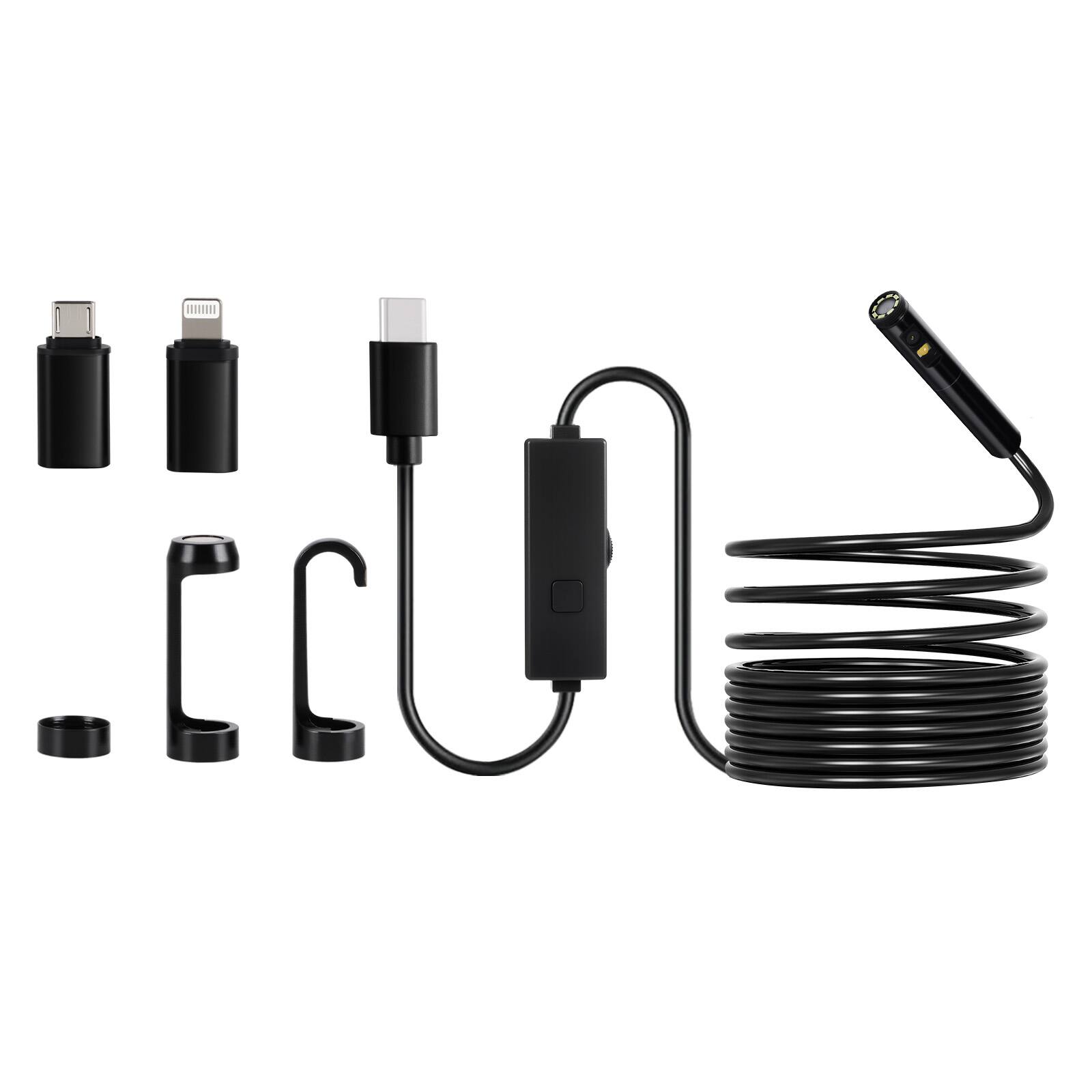 Alt View 4. VEVOR - Endoscope Camera with Light, Dual Lens Borescope for Android & IOS, 1920P HD Inspection Camera with 8 + 1 LED Light - Black.