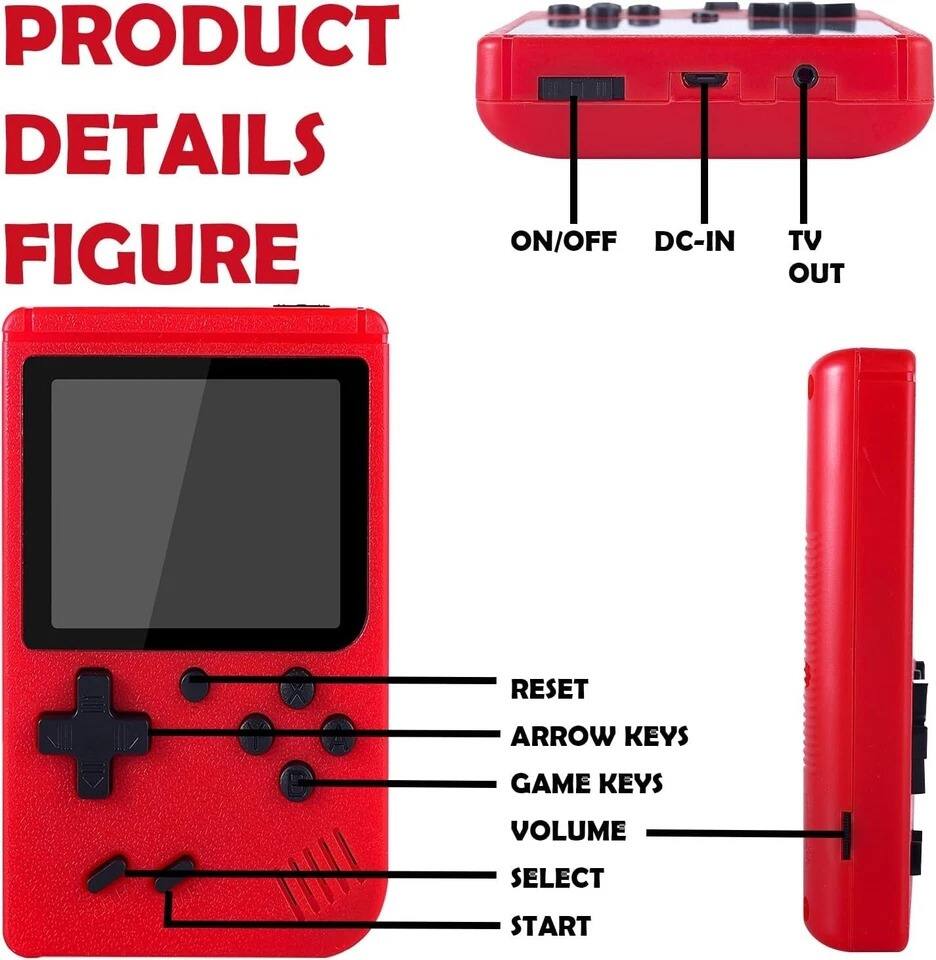 PRODUCT DETAILS  
FIGURE  

ON/OFF  
DC-IN  
TV OUT  

RESET  
ARROW KEYS  
GAME KEYS  
VOLUME  
SELECT  
START