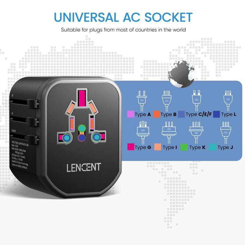 LENCENT Global Socket Japan US UK EU Plug Adaptor Universal Travel ...